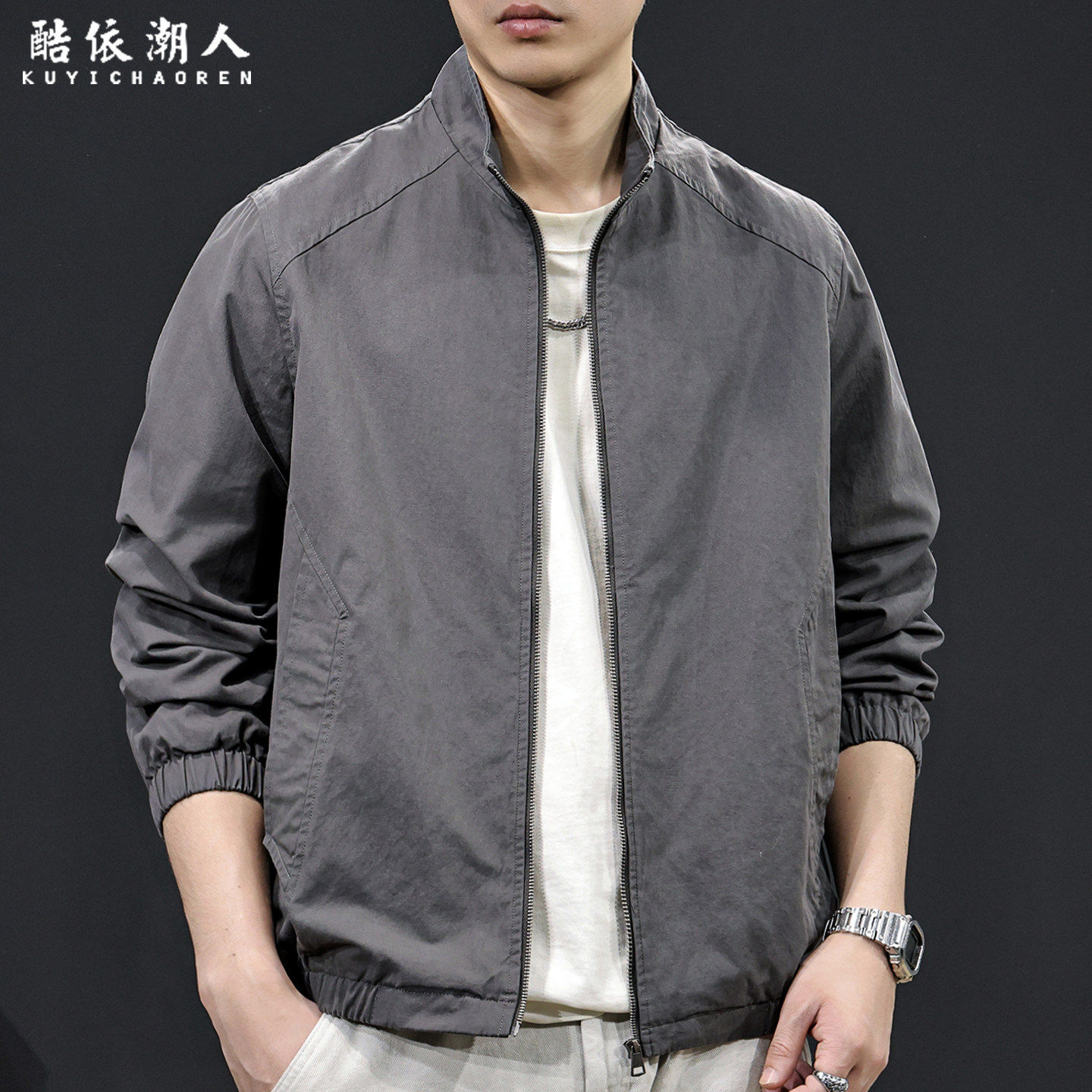 棉麻复古立领休闲夹克男士外套春季2026新款潮牌薄款男装大尺码简