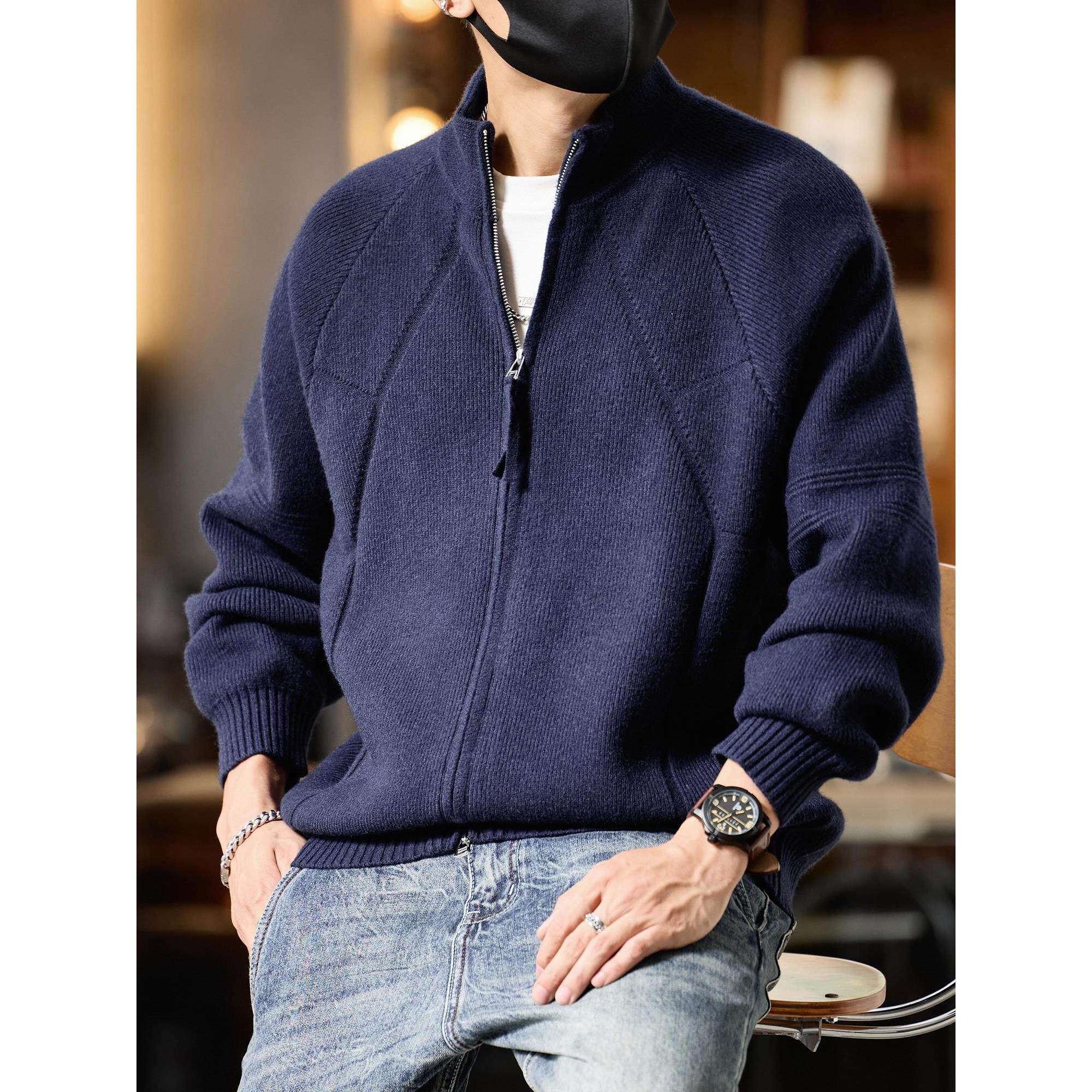 美式复古毛衣男款秋冬季2026新款潮牌痞帅高级感休闲针织开衫外套