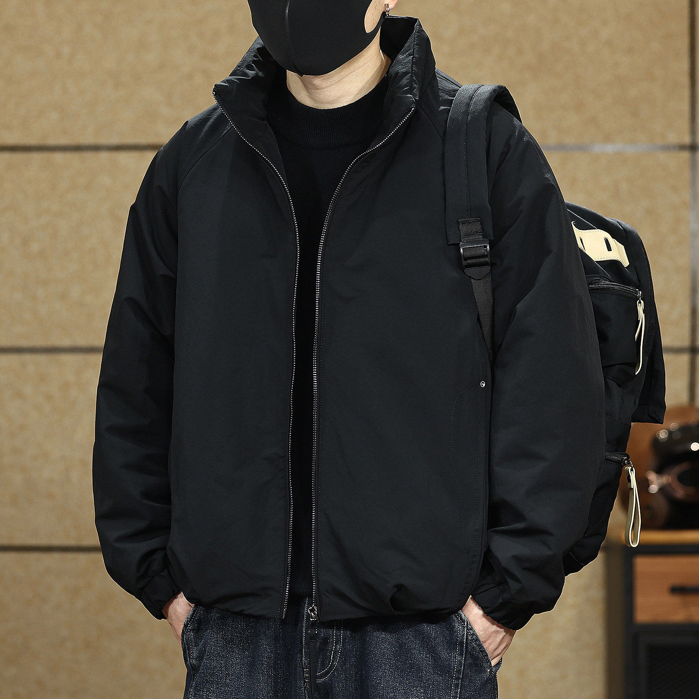 美式立领棉衣男士保暖夹克宽松冬季新款加厚夹棉休闲外套男款棉服