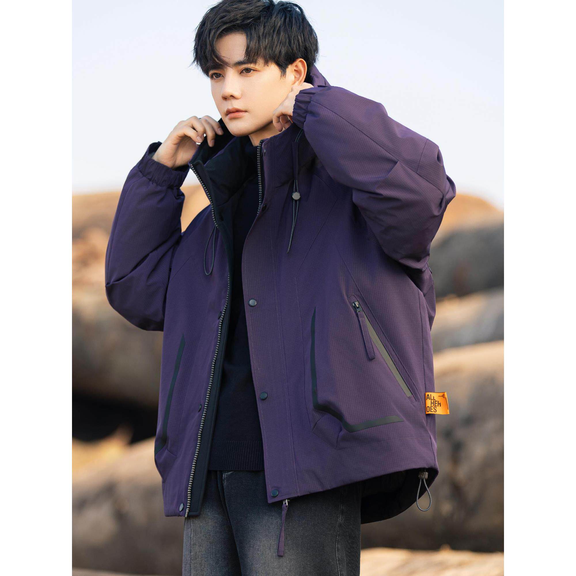 白鸭绒羽绒服男士防寒冬季新款加厚保暖休闲百搭工装连帽短款外套