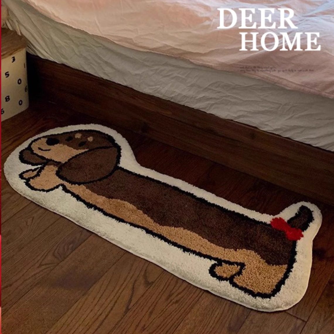 ins可爱腊肠狗tufting植绒地毯卧室长条床边毯防滑沙发穿衣镜地垫,居家布艺,家用脚垫,淘宝优惠券,粉丝福利购,淘宝优惠卷