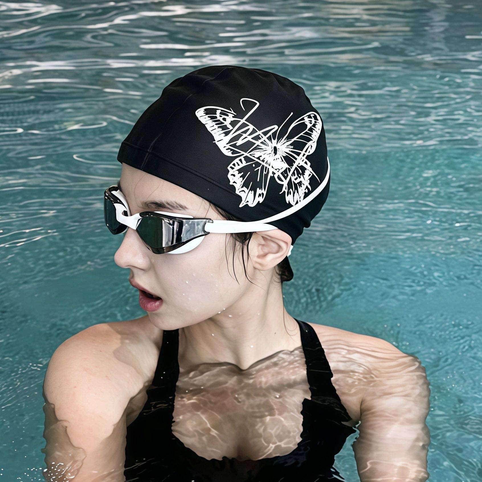 女士防水不勒头长发硅胶泳帽舒适