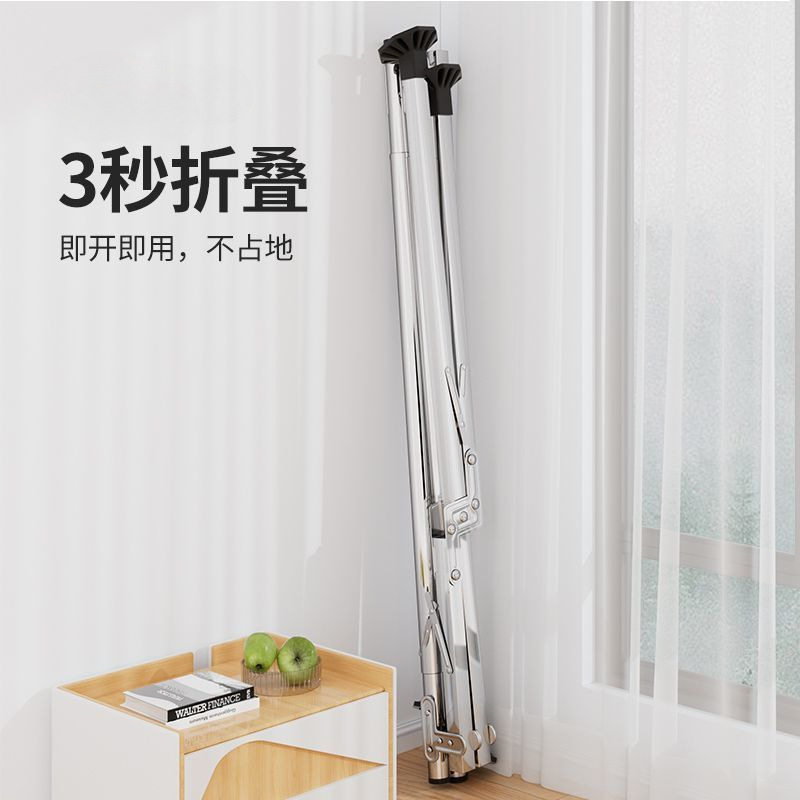 全钢加粗特厚折叠落地挂衣架室内可伸缩晾衣架阳台室外晒被晾衣杆图片