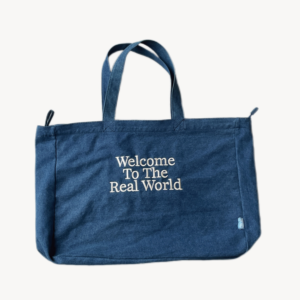 大小波 原创老友记系列牛仔帆布包刺绣购物袋单肩包托特包大容量