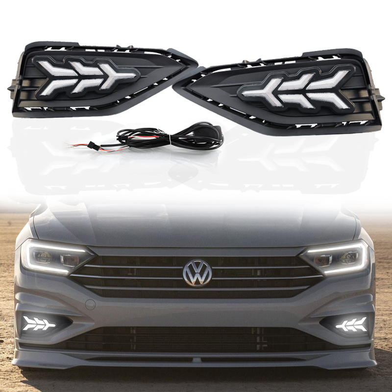 适用于19-22款大众速腾改装LED日行灯专用流水转向灯雾灯框装饰灯