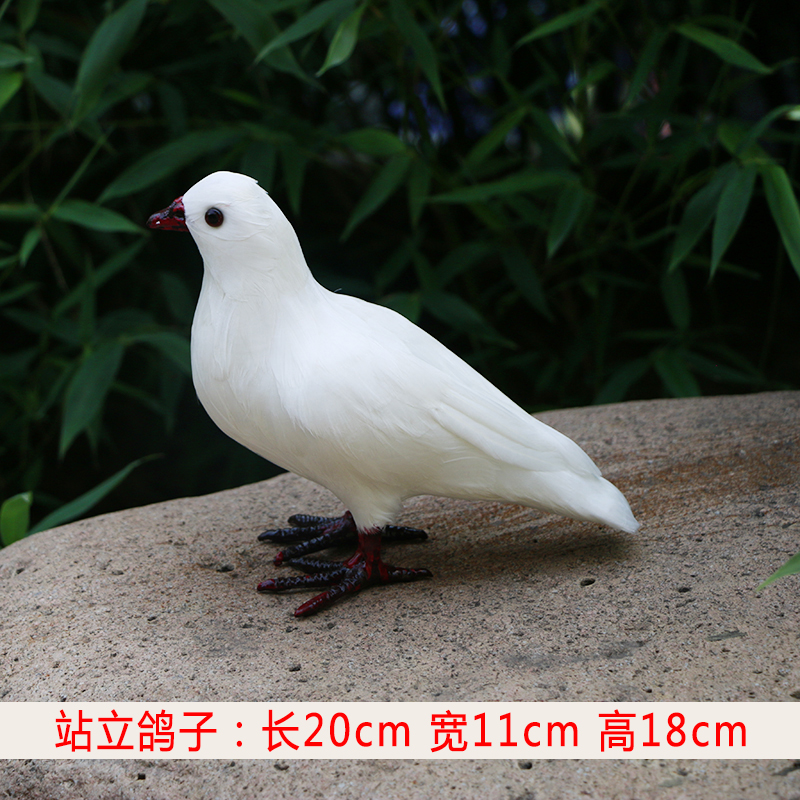 新真鸽子摆件和平鸽羽毛鸟动物飞翔鸽子模型家p居婚礼创意装饰白