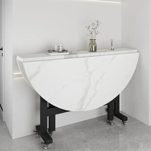 桌布小户型家用可移动折叠餐桌8-10人大圆桌三折叠可移动简易吃饭