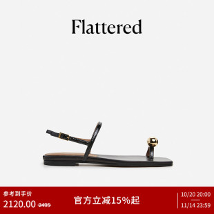 2025新款 女士真皮细带金珠套趾平底凉鞋 Idris手工鞋 Flattered