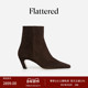 和慌慌同款 靴2026新品 Flattered Xena女士麂皮斜高跟尖头短靴时装