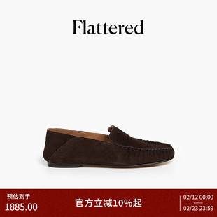 Flattered Bon Bon牛麂皮老钱豆豆鞋一脚蹬乐福鞋通勤平底单鞋女