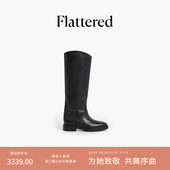 新款 Flattered Florentine女士牛皮直筒骑士靴显瘦及膝靴单靴春季