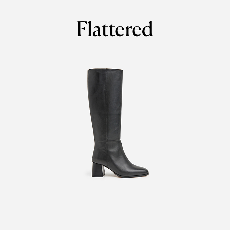 Flattered牛皮显瘦长靴骑士靴