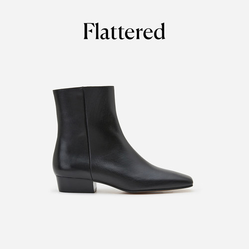 Flattered真皮方头时装靴
