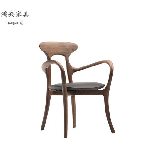 鸿兴家具/传世北美黑胡桃休闲椅