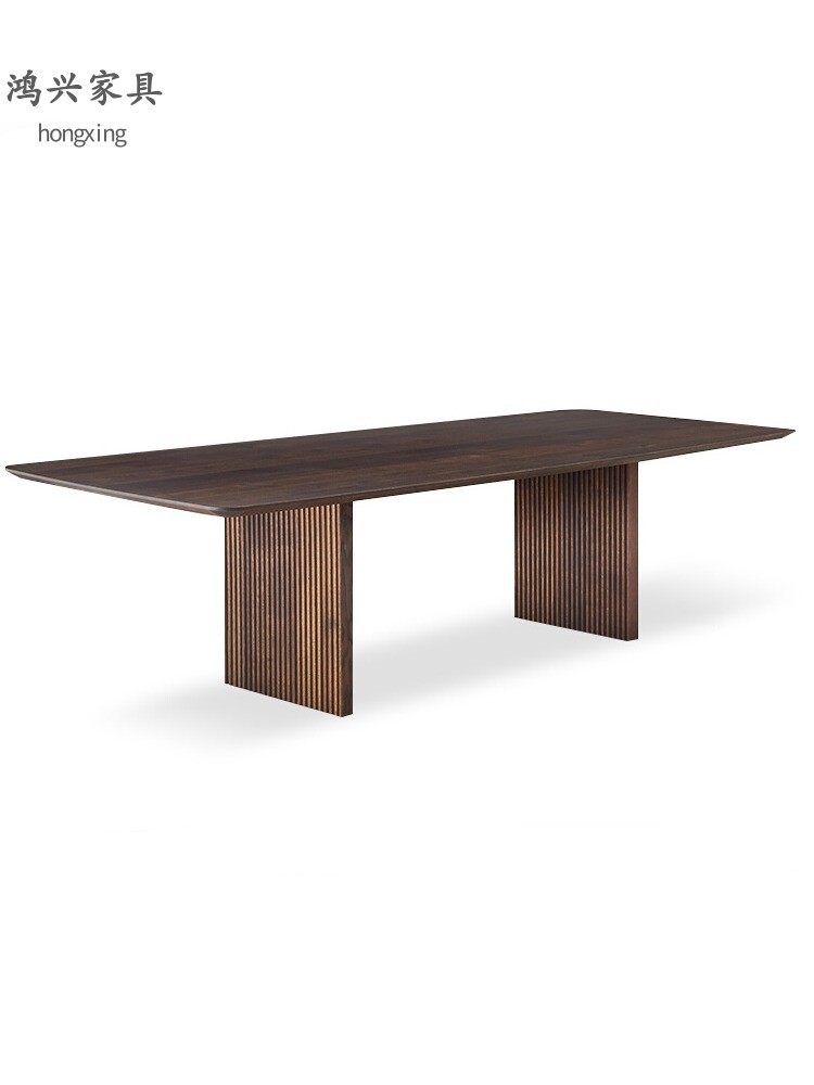 进口北美黑胡桃全实木长餐桌意式极简原木大长商用会议茶桌北欧