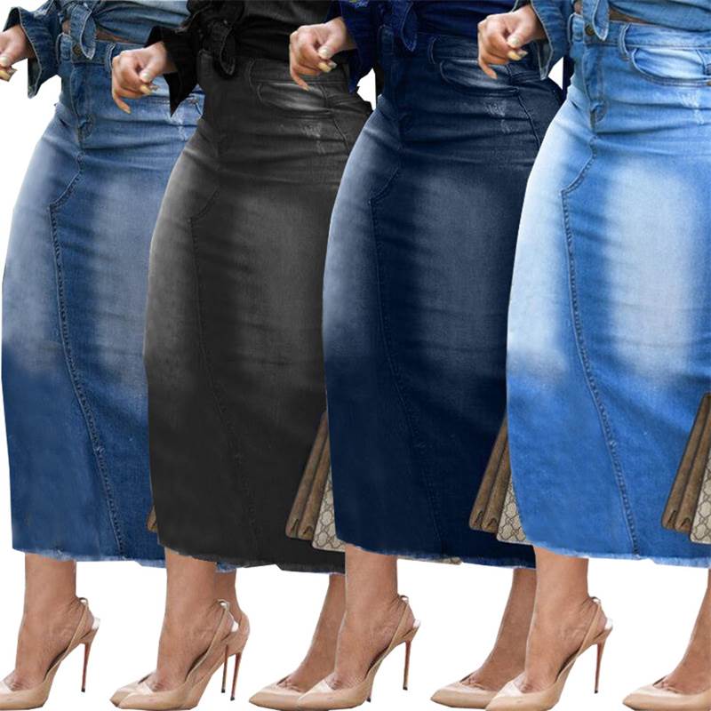 S-3XL women jeans skirt casual plus ladies denim skirt弹力裙