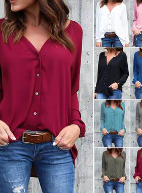 V neck Big size Women blouse Causal shirts Ladies tops T恤女