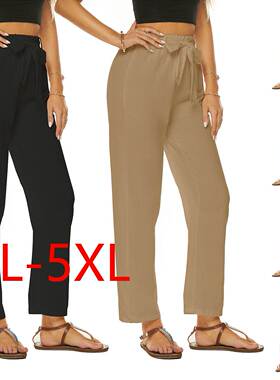 plus size pants for fat women waist tie casual trousers 2023