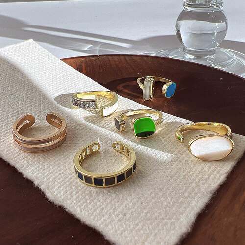 戒指女高级感尾戒潮Green tail Rings Women's Index Finger