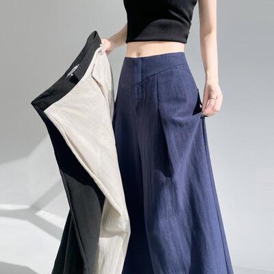 2026夏季新款设计感小众冰丝阔腿裤高腰棉麻山本裤薄款休闲裤女