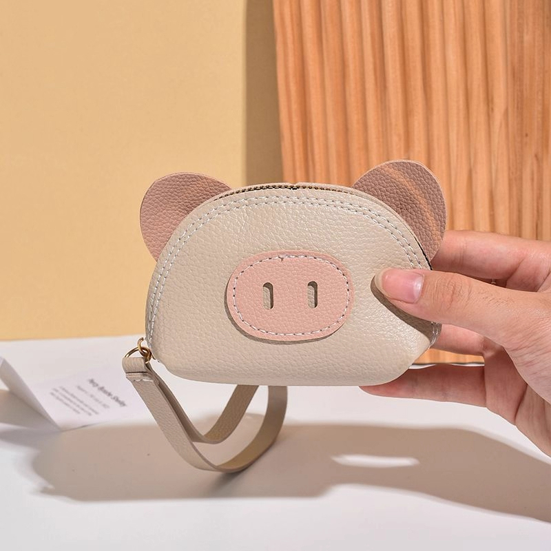 可爱小猪零钱包女迷你手拿小硬币包钥匙包卡包大容量软皮ins小包