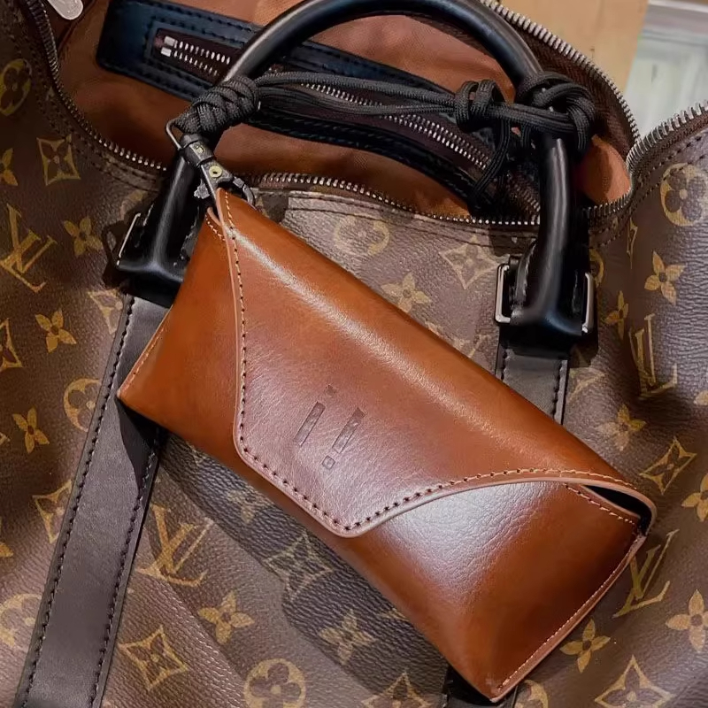 高级墨镜包】出口级男女款棕色灰色太阳眼镜盒皮质便携硬抗压收纳