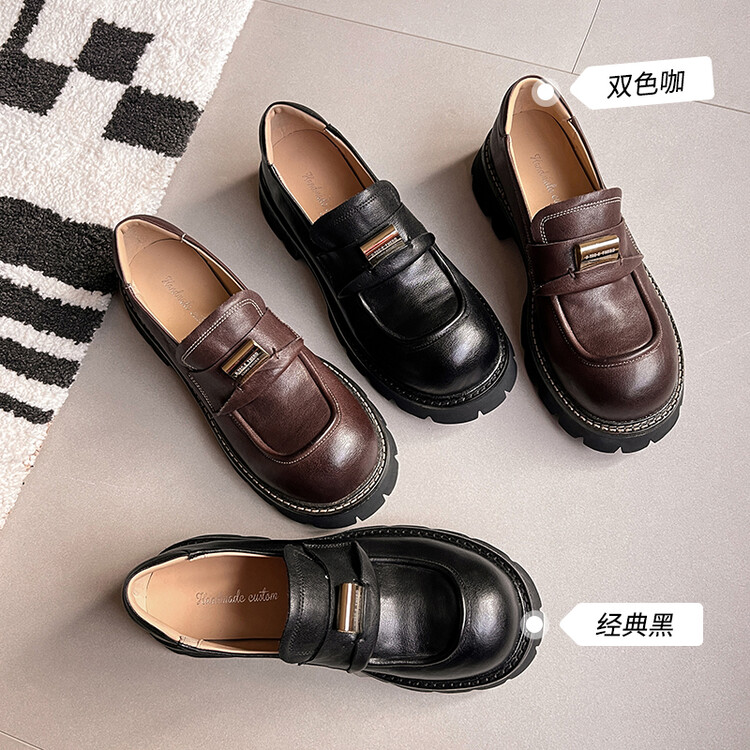 头层水洗马皮乐福鞋单鞋