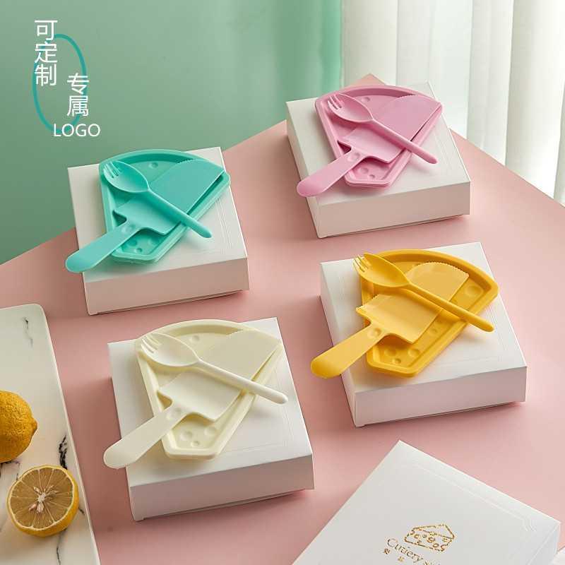 三合一蛋糕餐具套装塑料一次性蛋糕刀叉盘组合套装生日蛋糕刀叉勺