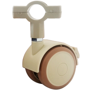 圆管边桌套环式万向轮米色桌子脚轮配件黑色全套M6丝杆轮白色轮子