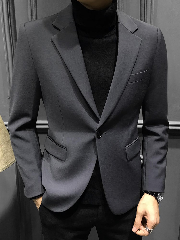 冬季男士小西装外套韩版修身2021高端休闲单西服商务男装上衣