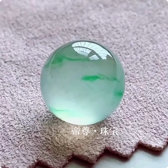 白冰飘绿花圆珠子单珠配饰