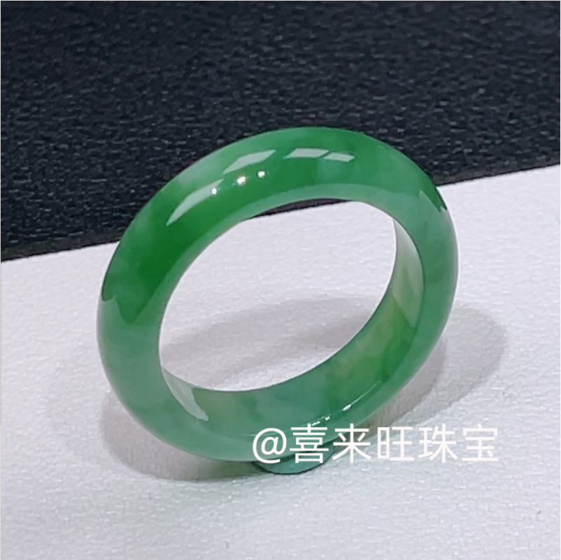 冰种祖母绿辣绿深绿玉石戒指指环