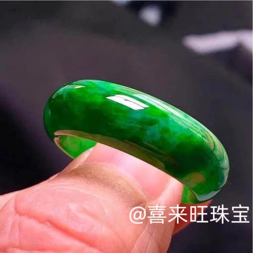 干青祖母绿满绿玉石戒指指环