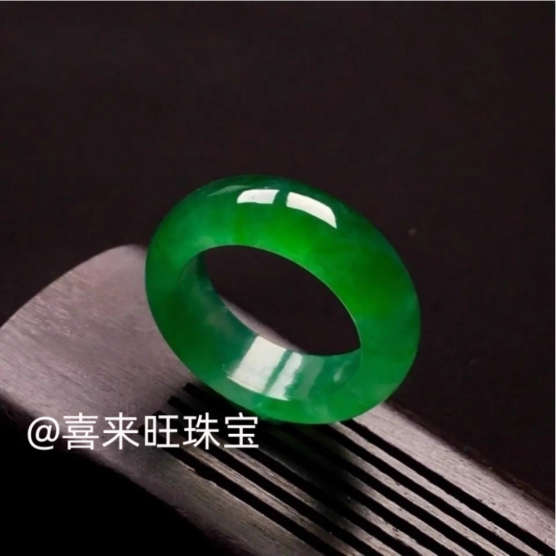 冰种帝王绿冰绿辣绿玉石戒指指环