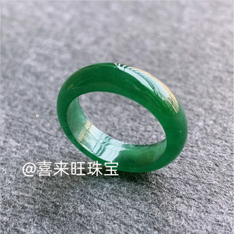 冰种祖母绿辣绿满绿玉石戒指指环