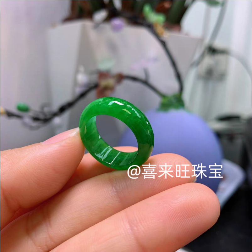 冰种祖母绿满绿辣绿玉石戒指指环