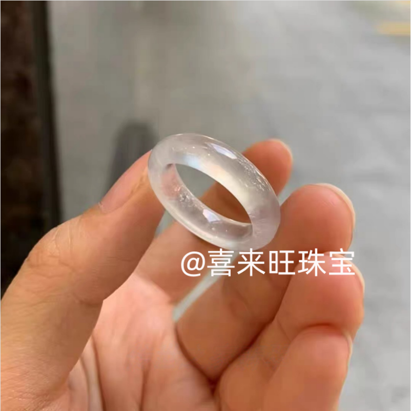 冰透种白冰高冰种玉石戒指指环