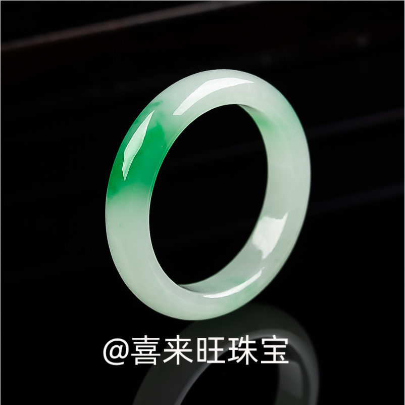 冰种白飘绿帝王绿玉石戒指指环