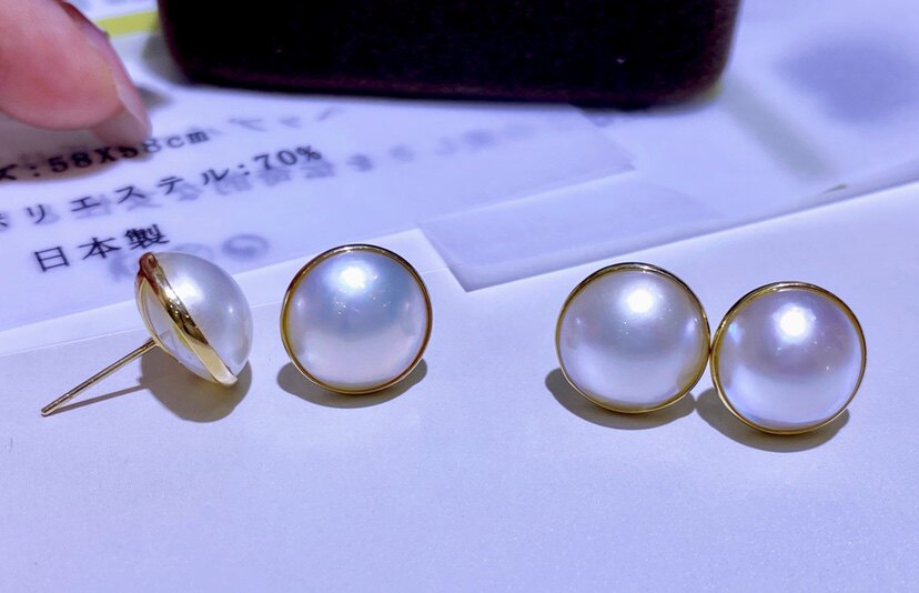 天然海水马贝18k金耳钉精致女人简单百搭送闺蜜姐妹生日礼物包邮