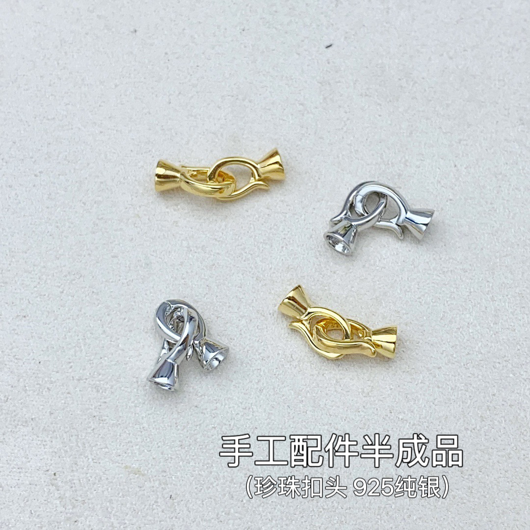 DIY配件s925纯银光面搭扣珍珠项链手链搭扣高级感连接扣半成品女