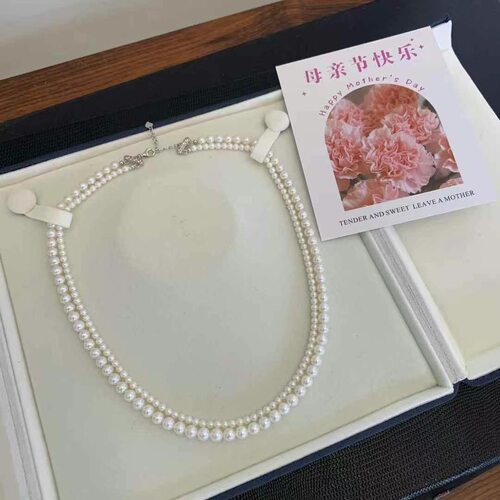 双层淡水珍珠s925银项链
