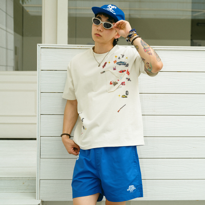 Liberty line25ss美式街头fast fusion贴纸印花宽松口袋短袖T恤