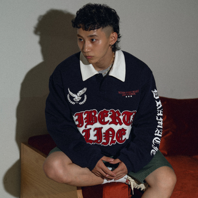 Liberty line25aw美式街头jersey风格重工贴布刺绣卫衣长袖polo衫