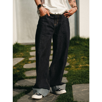 Liberty line25ss欧美简约13oz红边赤耳靛蓝原牛直筒阔腿牛仔裤