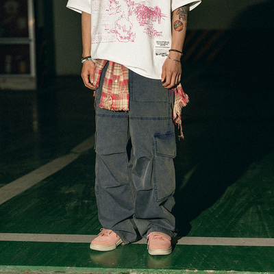 Libertyline直筒水洗做旧长裤