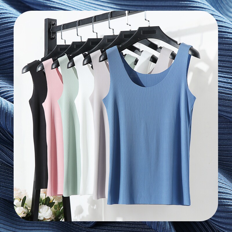 吊带背心女夏季薄款隐形无痕冰丝莫代尔圆领内搭无袖纯色打底上衣