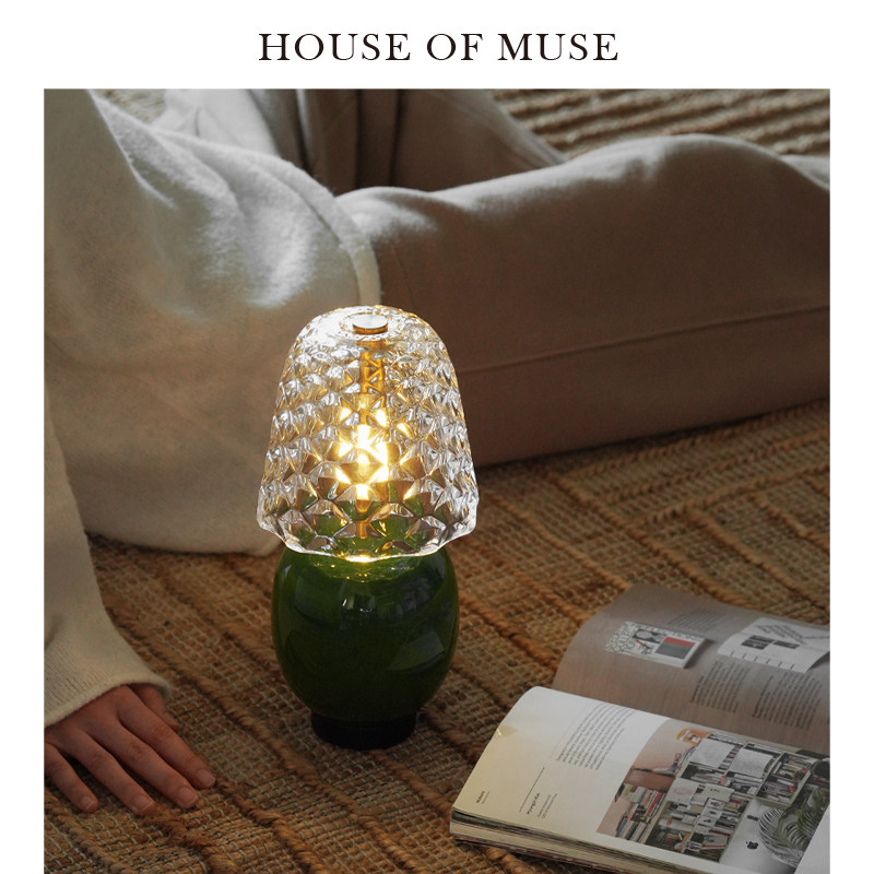 缪斯家 "琉璃晶盏"中古风氛围灯卧室客厅触控可充电复古台灯摆件,家装灯饰光源,装饰台灯,淘宝优惠券,粉丝福利购,淘宝优惠卷