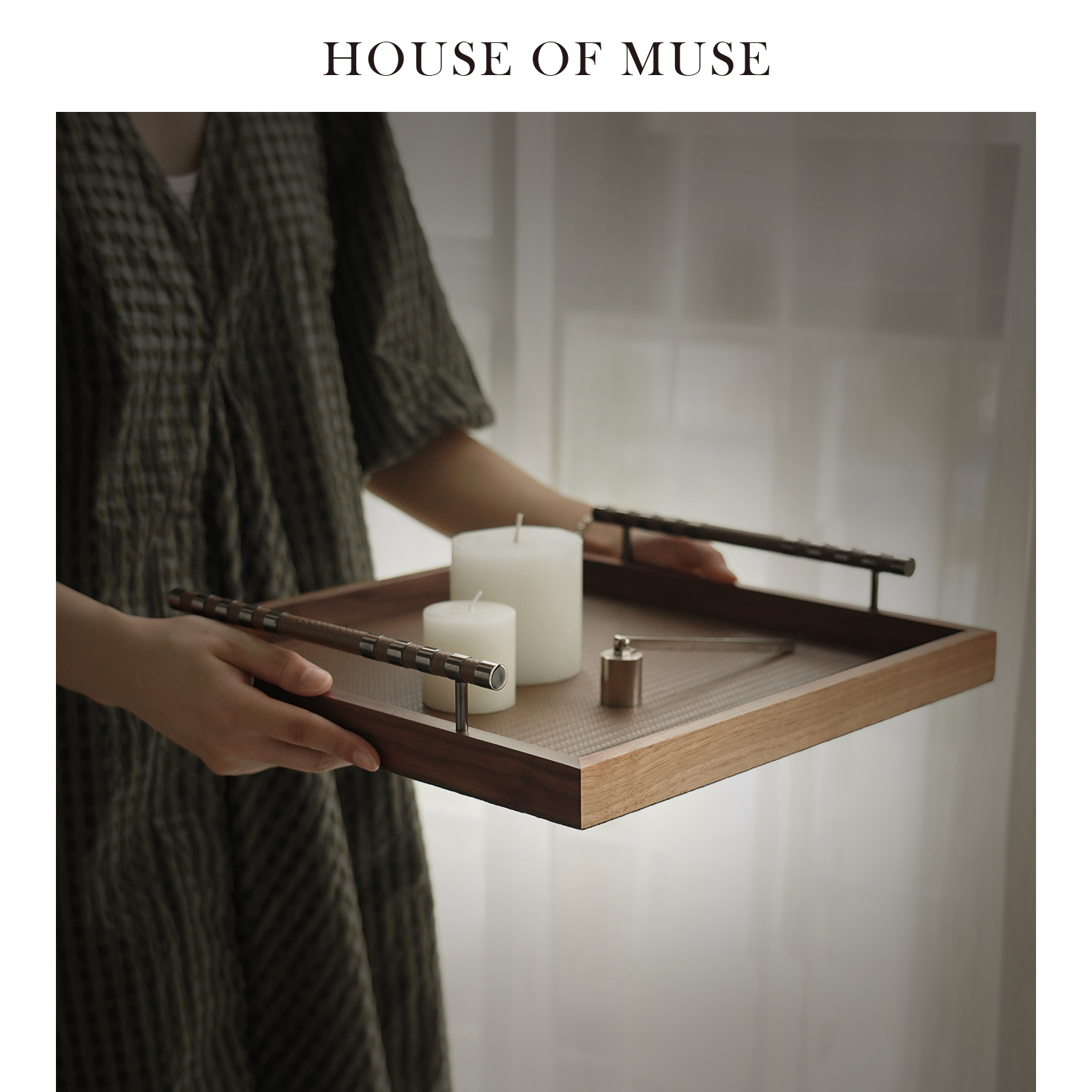 缪斯家复古高端皮革香薰托盘桌面