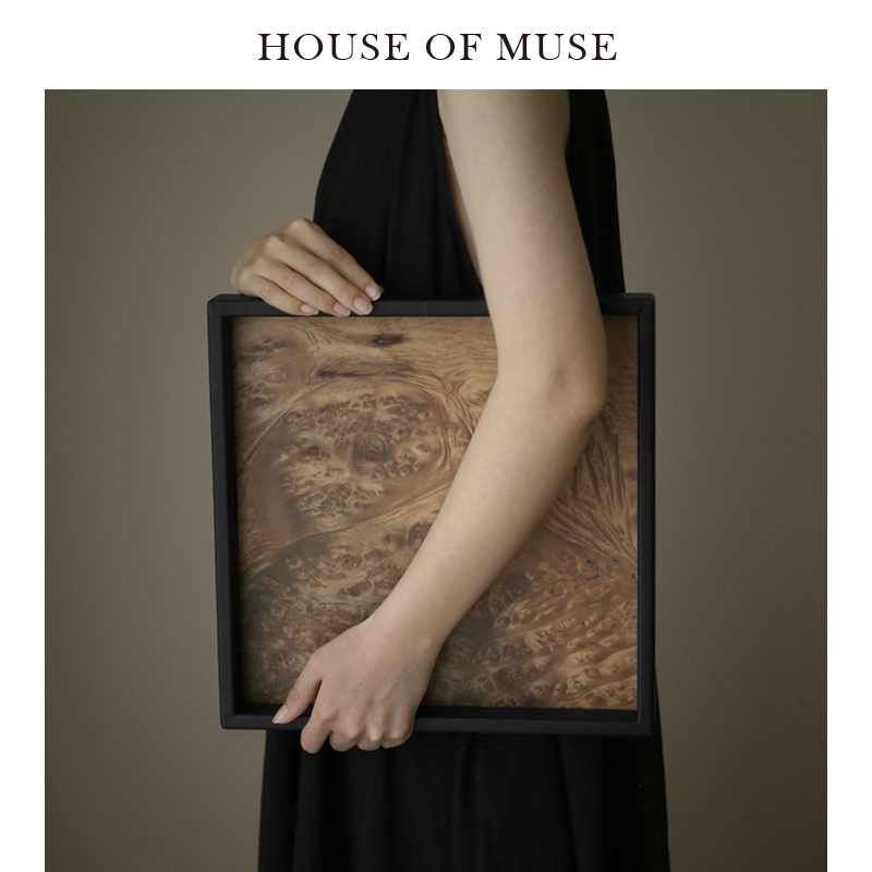 缪斯家皮革果木皮托盘收纳盘摆件