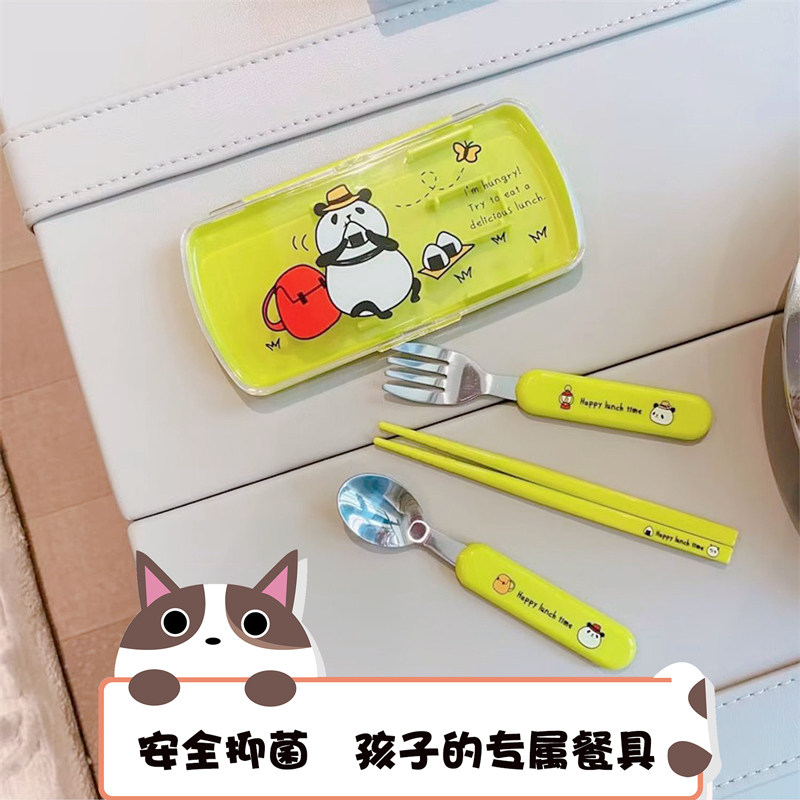 日本进口大创DAISO筷子勺子叉子套装可爱学生卡通便携式叉勺筷餐